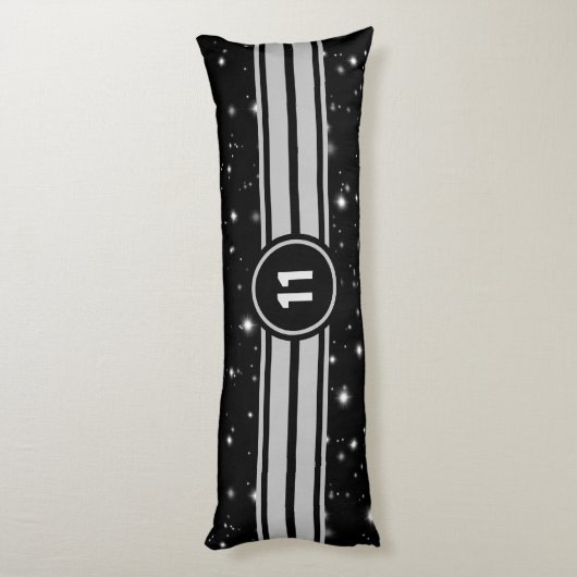 Coussins Longs Frappe de course noir et argent (Dos (Vertical))