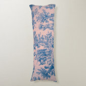 Coussins Longs French toile de jouy rose et bleu élégant (Devant (Vertical))