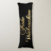 Coussins Longs Frohe Weihnachten allemand Noël noir et or (Devant (Vertical))