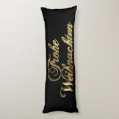 Coussins Longs Frohe Weihnachten allemand Noël noir et or (Dos (Vertical))