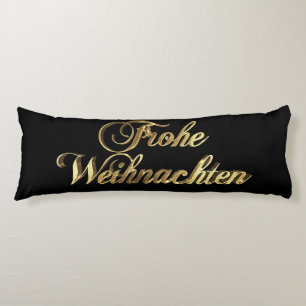 Coussins Longs Frohe Weihnachten allemand Noël noir et or