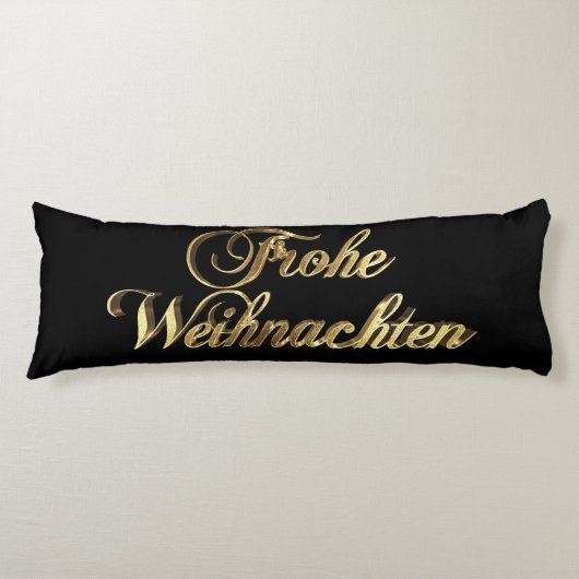 Coussins Longs Frohe Weihnachten allemand Noël noir et or (Devant)
