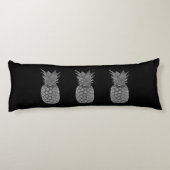 Coussins Longs Fruits d'ananas gris argenté sur fond noir (Dos)