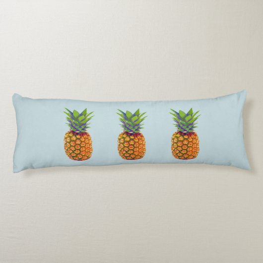 Coussins Longs Fruits d'ananas sur bleu clair (Dos)