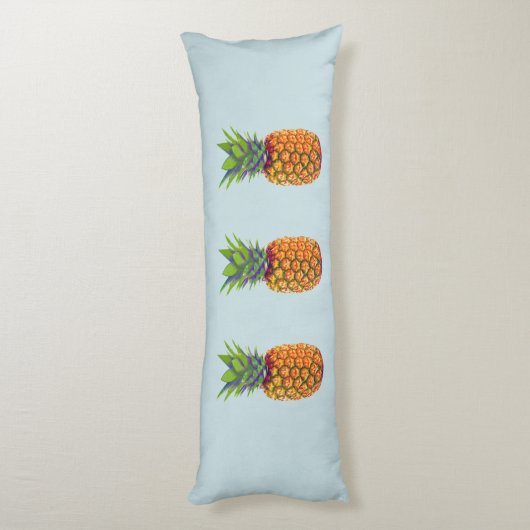 Coussins Longs Fruits d'ananas sur bleu clair (Dos (Vertical))