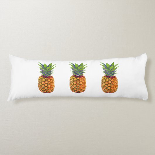 Coussins Longs Fruits d'ananas sur fond blanc (Devant)