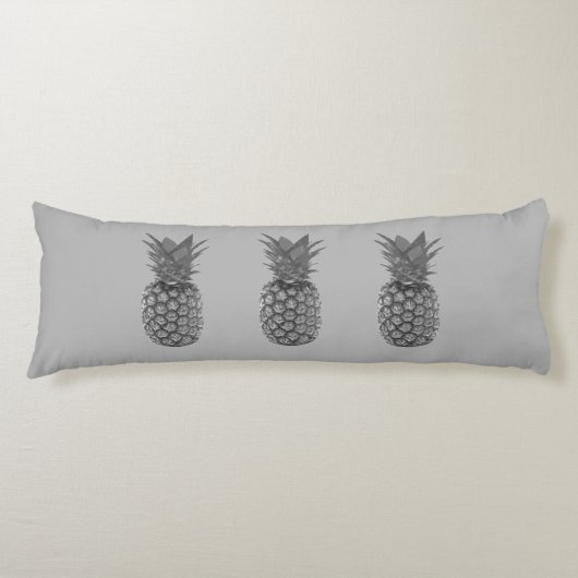 Coussins Longs Fruits d'ananas sur gris argenté clair (Devant)