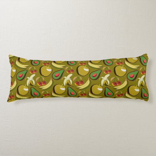 Coussins Longs Fruits tropicaux sans soudure motif jaune (Devant)