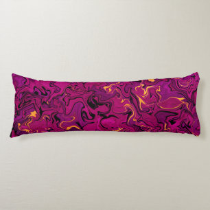 Coussins Longs Fuchsia abstrait fluide art, corps de texture rose