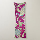Coussins Longs Fuchsia Chinoiserie paon floral (Dos (Vertical))