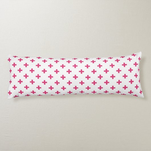 Coussins Longs Fuchsia polka croise sur blanc (Dos)
