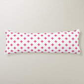 Coussins Longs Fuchsia polka croise sur blanc (Devant)