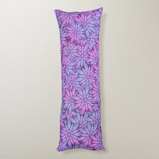 Coussins Longs Fun Purple Flowers (Dos (Vertical))