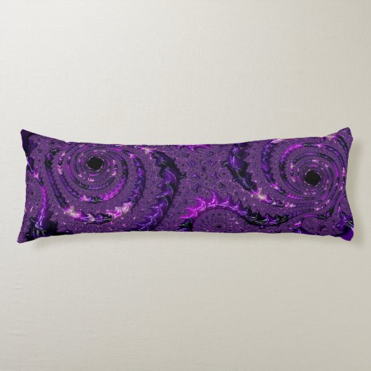 Coussins Longs Funky Bold Bohème Violet Abstrait Fractal Numériqu (Devant)