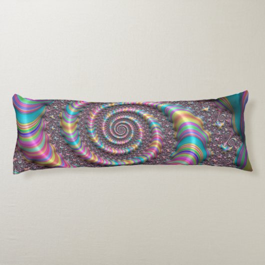 Coussins Longs Funky Psychedelic Rainbow Unicorn Fractal Nautilus (Dos)