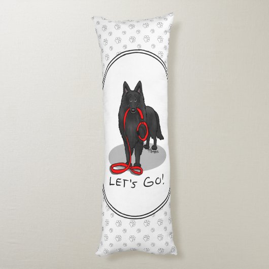 Coussins Longs Funny Let's Go! Walk Belgian Sheepdog (black 1) (Dos (Vertical))