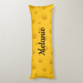 Coussins Longs Funny yellow Swiss cheese pattern custom name (Dos (Vertical))