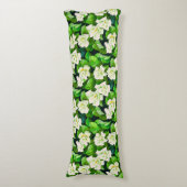 Coussins Longs Gardenias blanches et Feuilles verts de Jade (Devant (Vertical))