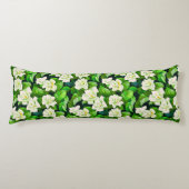 Coussins Longs Gardenias blanches et Feuilles verts de Jade (Devant)