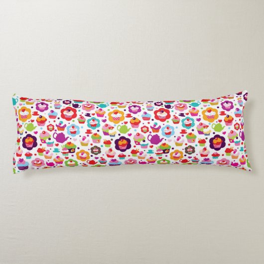 Coussins Longs Gâteau de tasse et pot mignons de thé (Dos)