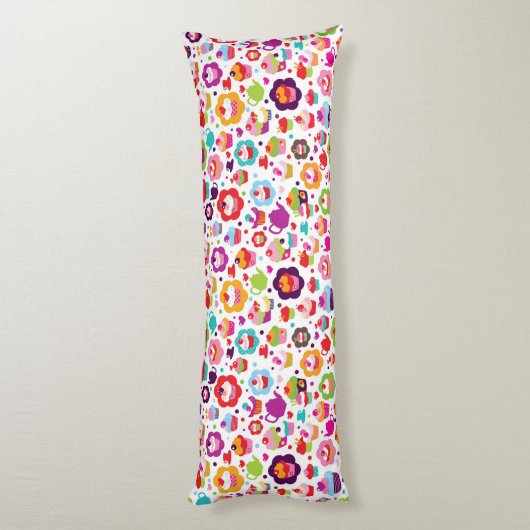 Coussins Longs Gâteau de tasse et pot mignons de thé (Dos (Vertical))