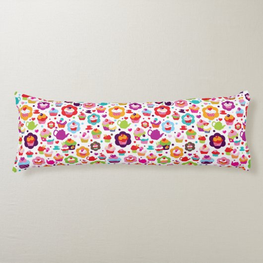 Coussins Longs Gâteau de tasse et pot mignons de thé (Devant)