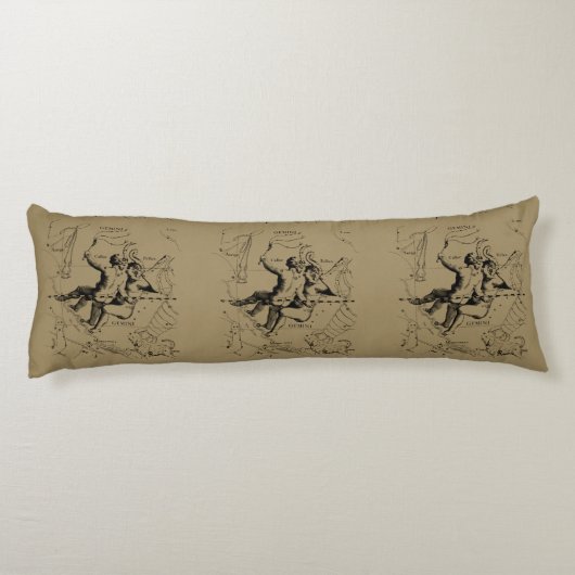 Coussins Longs Gemini Constellation Hevelius 1690 Engrave (Dos)