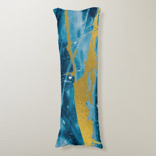 Coussins Longs Géode Agate Gemstone Blue et Gold (Devant (Vertical))