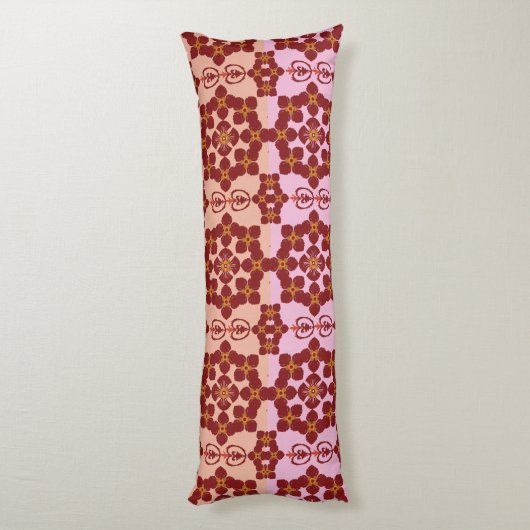 Coussins Longs Geometric Ethnic Pattern Body Pillow – Burgundy Re (Dos (Vertical))