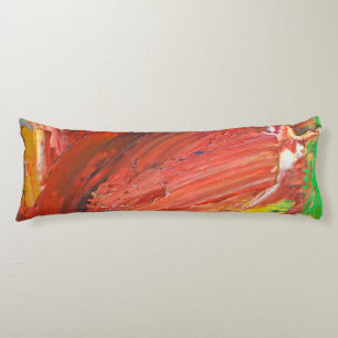 Coussins Longs Geste Vertical Abstrait en Rouge