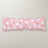 Coussins Longs Ghost mignon et Citrouille Motif d'Halloween rose (Dos)