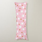 Coussins Longs Ghost mignon et Citrouille Motif d'Halloween rose (Devant (Vertical))