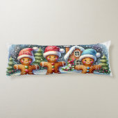 Coussins Longs Gingerbread Family Snowy Christmas Scene (Dos)