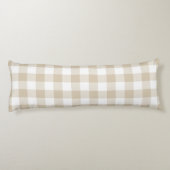 Coussins Longs Gingham à carreaux écossais beige rustique de ferm (Dos)