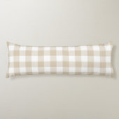 Coussins Longs Gingham à carreaux écossais beige rustique de ferm (Devant)