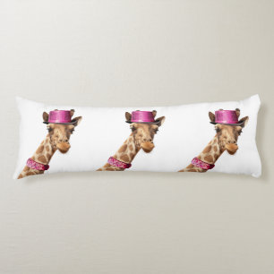 Coussins Longs Giraffe en casquette rose étincelant