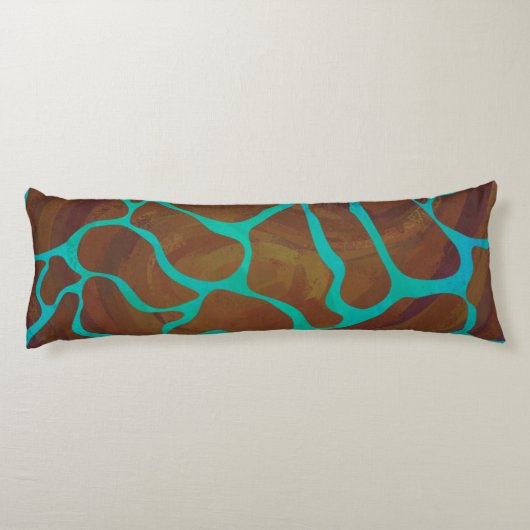 Coussins Longs Giraffe Impression Brown et Turquoise (Dos)