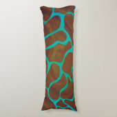 Coussins Longs Giraffe Impression Brown et Turquoise (Devant (Vertical))