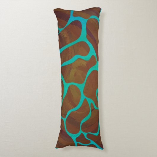 Coussins Longs Giraffe Impression Brown et Turquoise (Devant (Vertical))