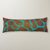 Coussins Longs Giraffe Impression Brown et Turquoise (Devant)