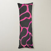 Coussins Longs Giraffe Rose chaud et Silhouette noire (Dos (Vertical))