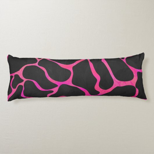 Coussins Longs Giraffe rose chaude et noire (Dos)