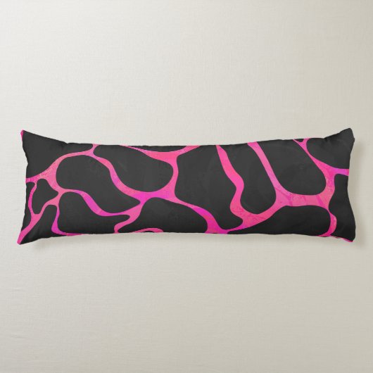 Coussins Longs Giraffe rose chaude et noire (Devant)