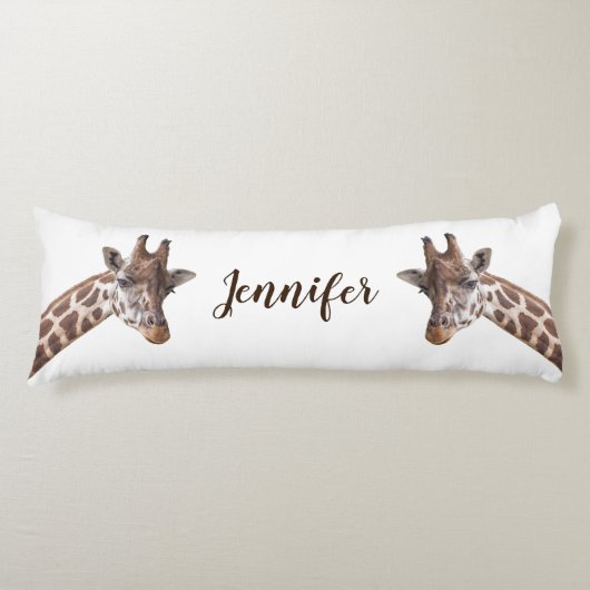 Coussins Longs Giraffe Safari Animaux Nom personnalisé (Devant)