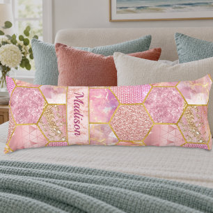 Coussins Longs Girly élégant faux Paillettes géométrique rose or