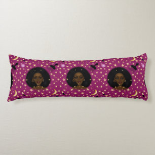 Coussins Longs Glam Black Woman Afran Hair pic rouge à lèvres ros