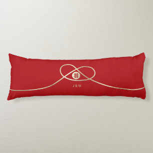 Coussins Longs Gold Knot Union Double Bonheur Mariage chinois