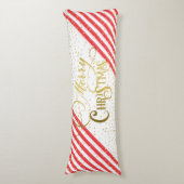 Coussins Longs Gold Script Confetti Rouge Blanc Famille Noël (Devant (Vertical))