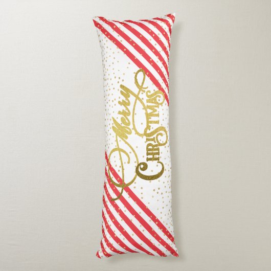 Coussins Longs Gold Script Confetti Rouge Blanc Famille Noël (Dos (Vertical))