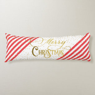Coussins Longs Gold Script Confetti Rouge Blanc Famille Noël